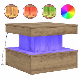vidaXL Couchtisch mit LED-Leuchten Artisan-Eiche 50x50x40 cm