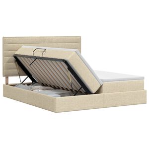 vidaXL Aufbewahrungsbett mit Kopfteil Creme 180 x 200 cm Stoff