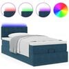 vidaXL Ottoman-Bett mit Matratze & LEDs Dunkelblau 90x190 cm Samt