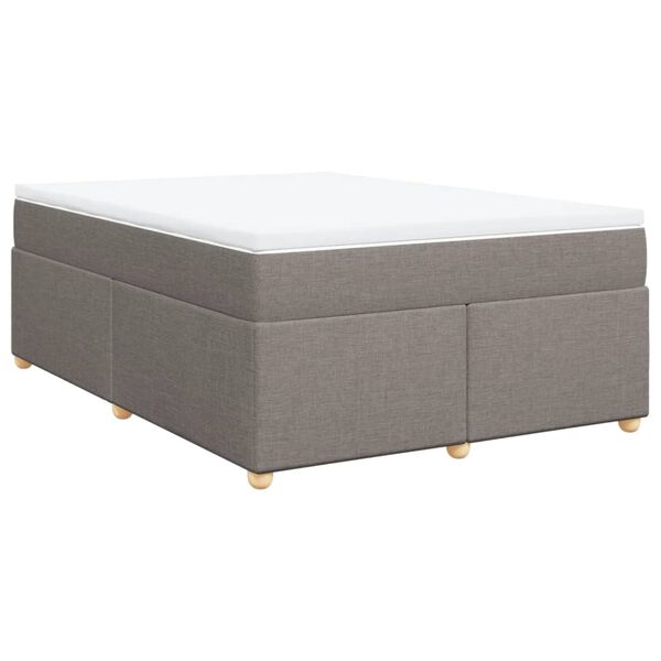 vidaXL Boxspringbett mit Matratze Taupe 140x190 cm Stoff