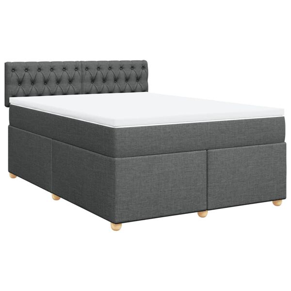 vidaXL Boxspringbett mit Matratze Dunkelgrau 140x200 cm Stoff