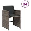 vidaXL Gartenstühle mit Kissen 4 Stk. Grau Poly Rattan