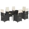 vidaXL 7-tlg. Garten-Essgruppe mit Kissen Schwarz Poly Rattan