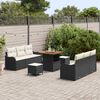 vidaXL Gartensofa-set mit Kissen 9 pcs Schwarz Poly-Rattan