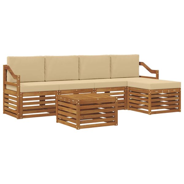 vidaXL Sofagarnituren 6 pcs Natur und Beige Massivholz Akazie
