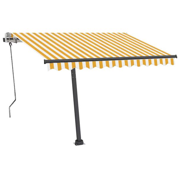 vidaXL Standmarkise Manuell Einziehbar 350x250 cm Gelb/Wei&szlig;