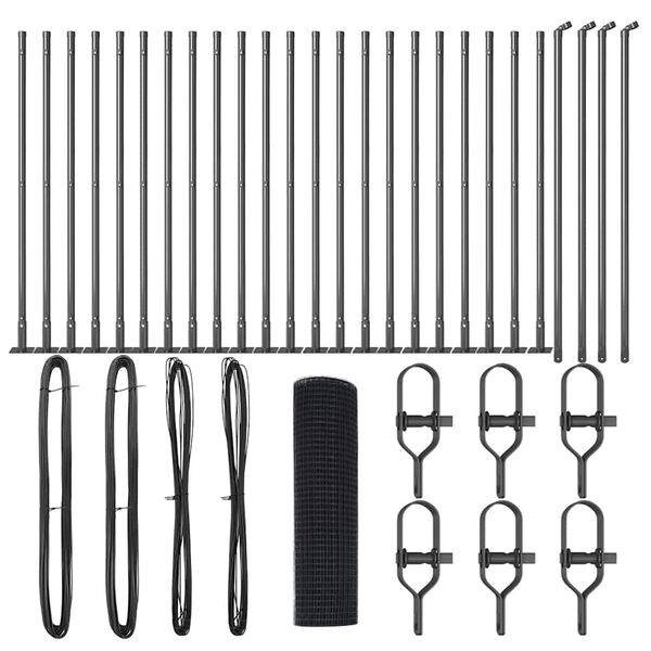 vidaXL Zaunpfosten Grau 50 x 0,6 m (25 x 25 mm Maschen) Stahl und PVC