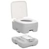 vidaXL Camping-Toilette Tragbar Grau und Weiß 10+10 L HDPE