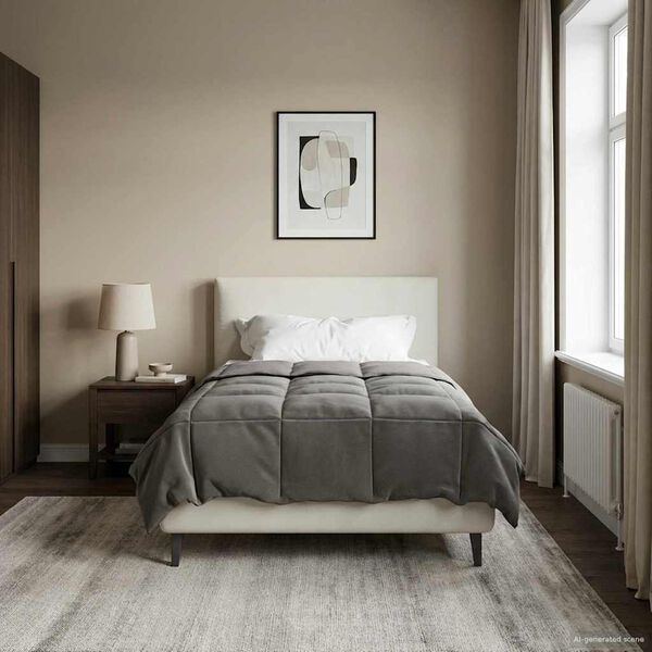 vidaXL Ganzjahresbettdecke Gepolstert Hellgrau 135 x 220 cm Mikrofaser