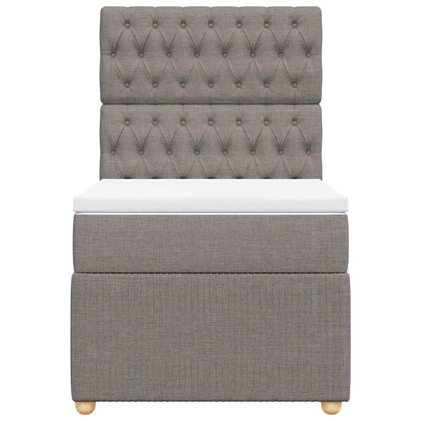 vidaXL Boxspringbett mit Matratze Taupe 100x200 cm Stoff
