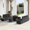 vidaXL Gartensofa-set mit Kissen 9 pcs Schwarz Poly Rattan