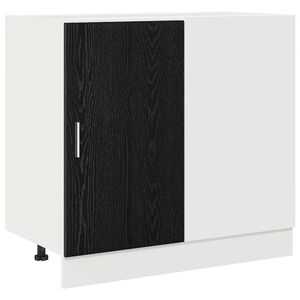 vidaXL K&uuml;chen-Eck-Basisschrank Schwarz Eichen-Optik 86 x 46 x 81,5 cm