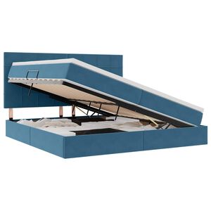 vidaXL Bett mit Stauraum und LED mit LED Dunkelblau 200 x 200 cm Samt