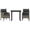 vidaXL 3-tlg. Garten-Essgruppe mit Kissen Grau Poly Rattan