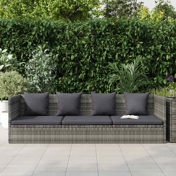 vidaXL Garten-Sofabett 200x60 cm Poly Rattan Grau