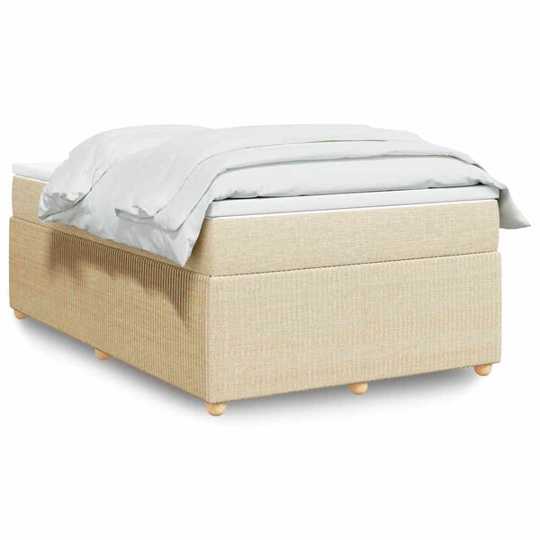 vidaXL Boxspringbett mit Matratze Creme 120x200 cm Stoff