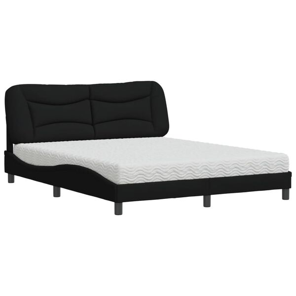 vidaXL Bett mit Matratze "Hvar" Schwarz 160x200 cm Stoff