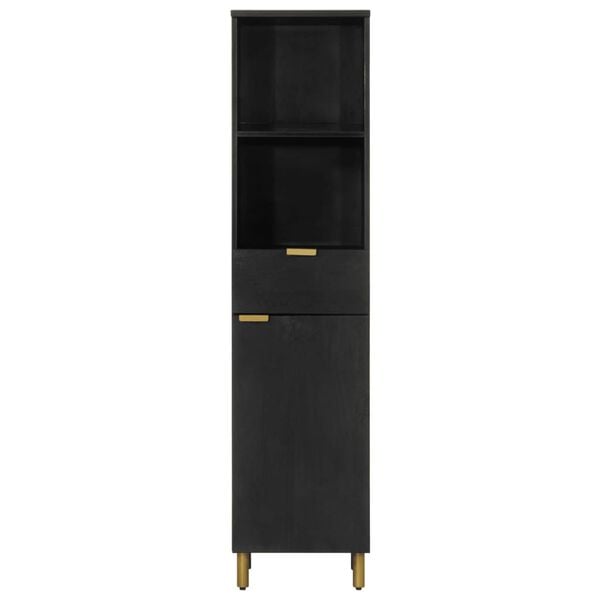 vidaXL Badschrank Schwarz 38x33x160 cm Massivholz Mango