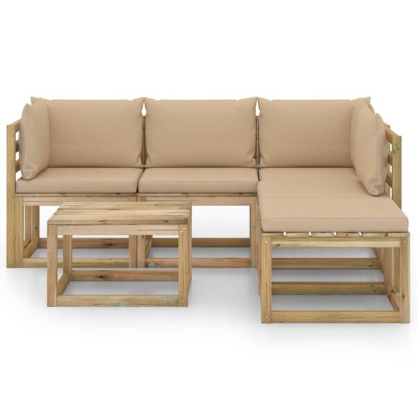 vidaXL 6-tlg. Garten-Lounge-Set mit Beige Kissen