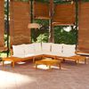 vidaXL 4-tlg. Garten-Lounge-Set mit Cremewei&szlig;en Kissen Akazienholz