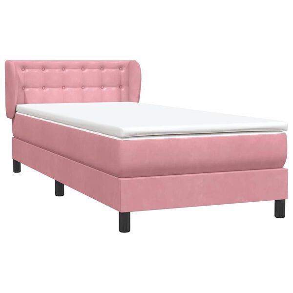 vidaXL Boxspringbett mit Matratze Rosa 90x220 cm Samt
