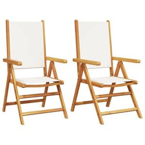 vidaXL Klappst&uuml;hle, 2 St&uuml;ck, cremewei&szlig;, massives Akazienholz und Stoffbezug
