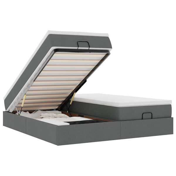 vidaXL Ottoman-Bett mit Matratzen Dunkelgrau 160x200 cm Stoff