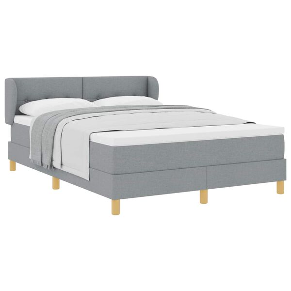 vidaXL Boxspringbett mit Matratze Hellgrau 140 x 200 cm Stoff