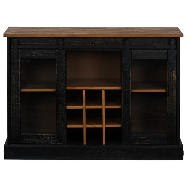 vidaXL Sideboard HALDEN 2 Schiebet&uuml;ren Schwarz 112x40x80 cm Massivholz