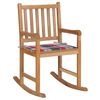 vidaXL Schaukelstuhl mit Rotem Karomuster-Kissen Massivholz Teak