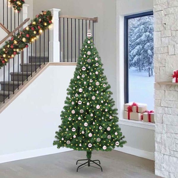 vidaXL K&uuml;nstlicher Weihnachtsbaum mit 300 LEDs mit St&auml;nder Gr&uuml;n 240 cm