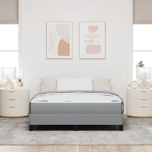 vidaXL Boxspringbett mit Matratze Hellgrau 160 x 200 cm Stoff