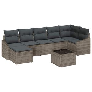 vidaXL Garten-Sofa-Set mit Kissen 8 pcs Hellgrau Poly-Rattan