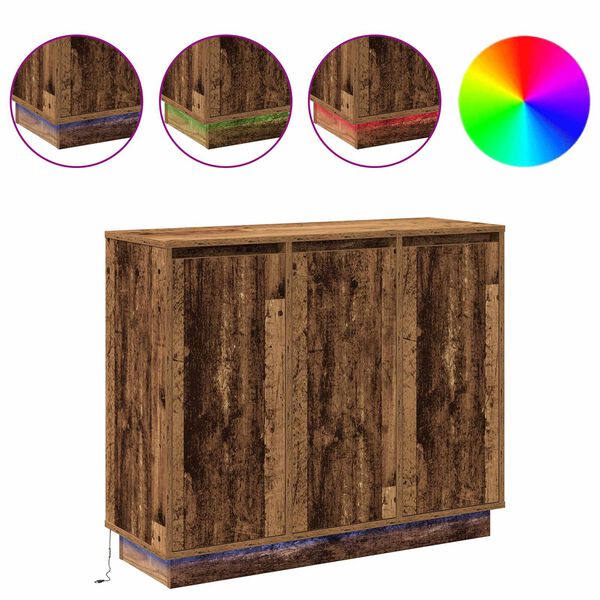 vidaXL LED-Sideboard Altholz 90 x 32 x 75 cm Holzwerkstoff