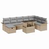 vidaXL Garten-Sofa-Set mit Kissen mit Speicher 9 pcs Beige Poly Rattan