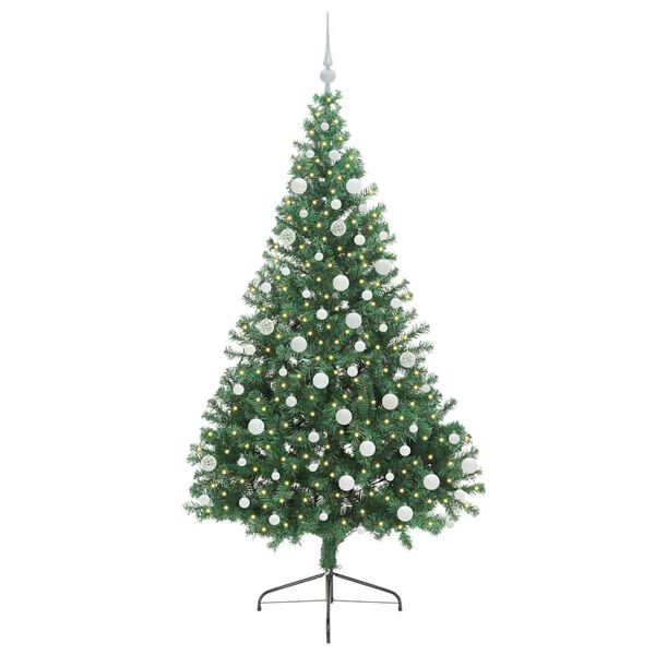 vidaXL K&uuml;nstlicher vorbeleuchteter Weihnachtsbaum Gr&uuml;n 180 cm PVC