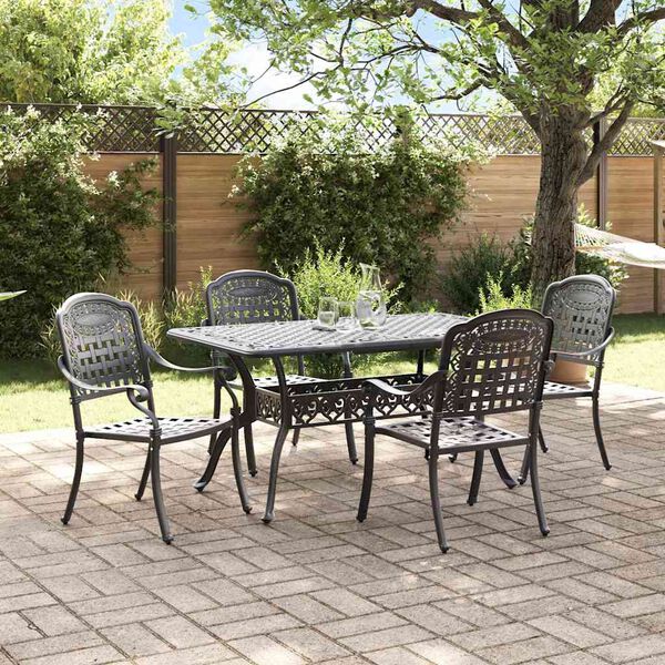 vidaXL Garten Essgruppe 5 pcs Schwarz Aluminium