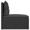 vidaXL Garten-Mittelsofa mit Kissen Schwarz Poly Rattan