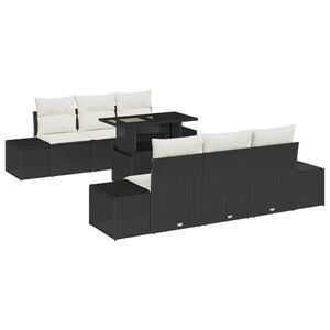 vidaXL Sofa Set mit Kissen 7 pcs Schwarz und Creme Poly-Rattan