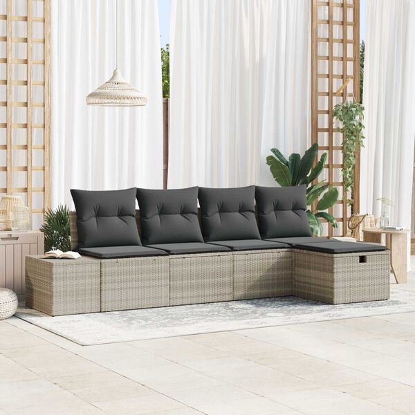 vidaXL Sofa Set mit Kissen 6 pcs Poly-Rattan