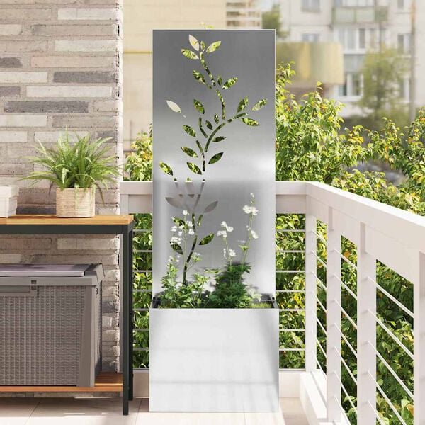 vidaXL Garten Sichtschutz-Leinwand Floral Silber 50 x 32 x 150 cm