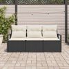 vidaXL Gartensofa-set mit Kissen 3 pcs Schwarz und Weiß Poly-Rattan