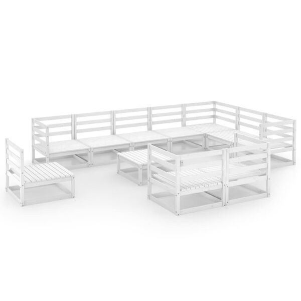 vidaXL 11-tlg. Garten-Lounge-Set Wei&szlig; Kiefer Massivholz