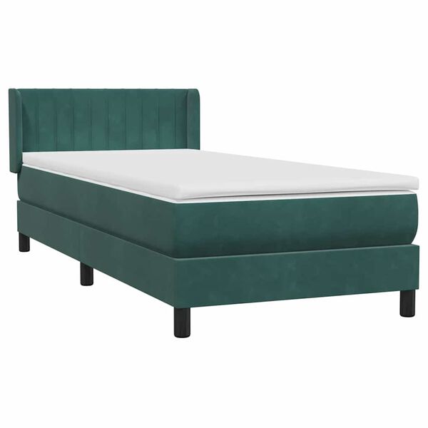 vidaXL Boxspringbett mit Matratze Dunkelgr&uuml;n 100x210 cm Samt