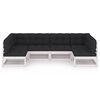 vidaXL 6-tlg. Garten-Lounge-Set mit Kissen Wei&szlig; Massivholz Kiefer