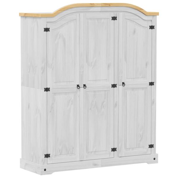 vidaXL Kleiderschrank Corona Wei&szlig; 151,5x52x186 cm Massivholz Kiefer
