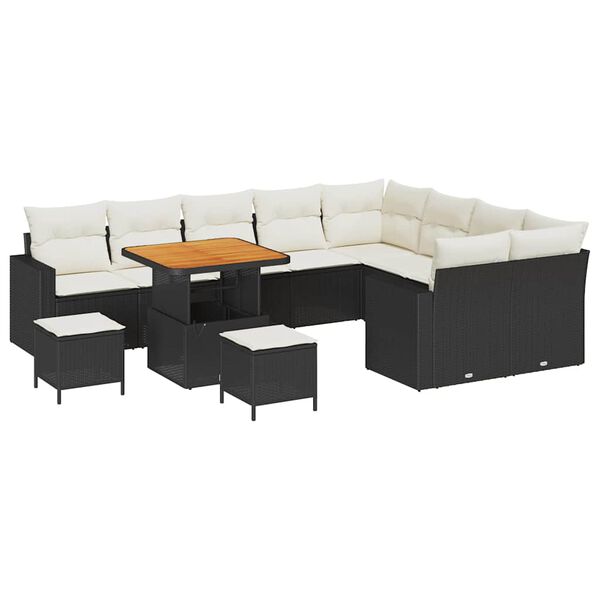 vidaXL Garten-Sofa-Set 12 pcs Schwarz Poly-Rattan
