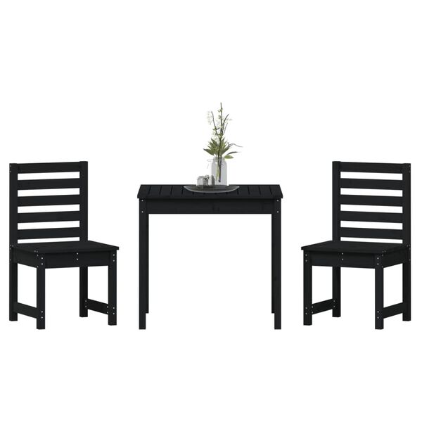 vidaXL 3-tlg. Garten-Bistro-Set Schwarz Massivholz Kiefer