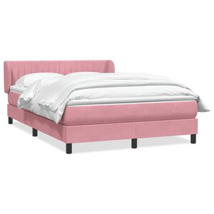 vidaXL Boxspringbett mit Matratze Rosa 140x210 cm Samt