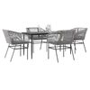 vidaXL 5-tlg. Garten-Essgruppe mit Kissen Grau Poly Rattan Glas